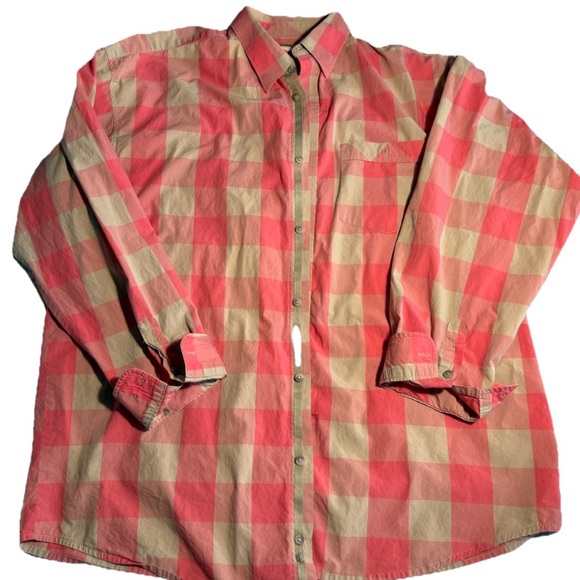Wrangler Other - WRANGLER 20X Men’s Salmon/Orange and Tan Plaid Long-Sleeved Button Down Shirt